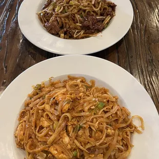 Top: Beef Pad Thai; Bottom: Chicken Pad Thai
