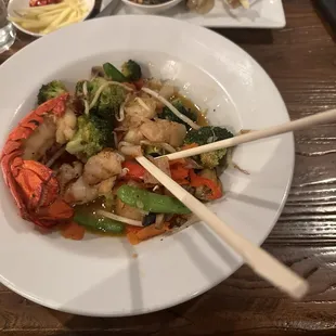 Stir-fry Vegetables with seafood and lobster!