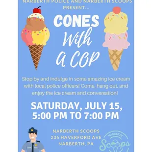 a poster for cones with a cop