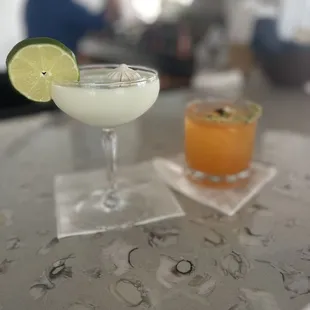 Key lime martini and Strawberry Basil Smash