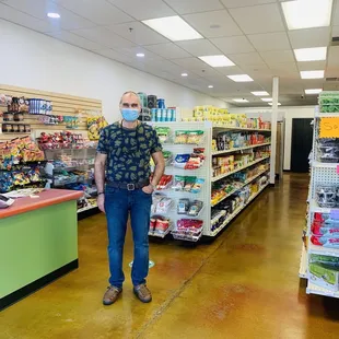 a man wearing a face mask