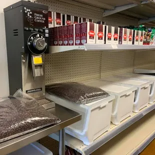 shelves with food items