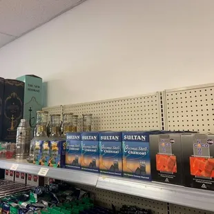 shelves of various products