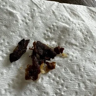 This is a pic of some of the chicken in my burrito. It was awful and as you see, burnt!