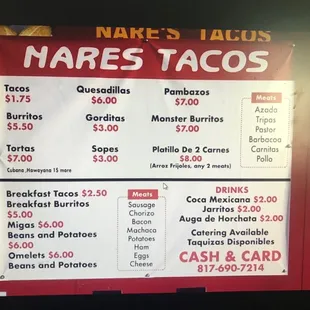 menu