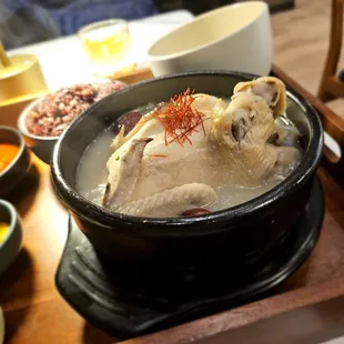 Ginseng Chicken Soup/Samgyetang/삼계탕 $28 lunch (with banchan and multigrain rice.) Comforting and tasty