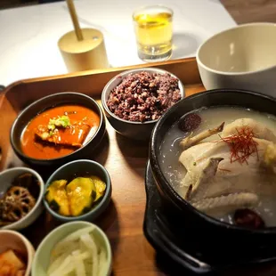 Ginseng Chicken Soup/Samgyetang/삼계탕 $28 lunch (with banchan and multigrain rice.) Comforting and tasty