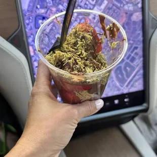 Dubai chocolate strawberry $15 a cup