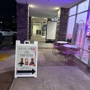 Entrance area with a moderately-sized A-frame sign. Potentially being used at the moment due to a fascia sign not being up yet