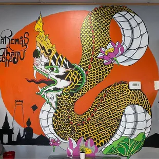 a mural of a dragon