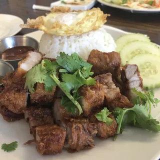 Crispy Pork Belly Over Rice