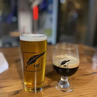 a glass of beer and a glass of beer
