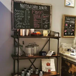  shelf with a menu on it