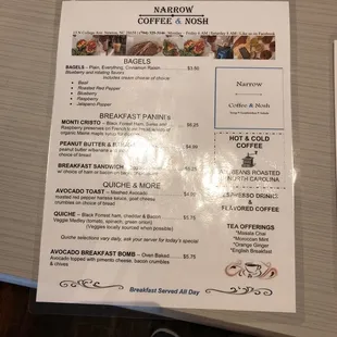 The back of the menu!
