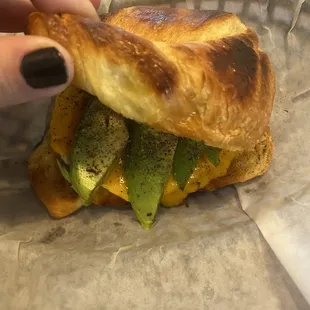 (I like a lot of pepper haha) but it is a croissant with egg, cheese and avocado