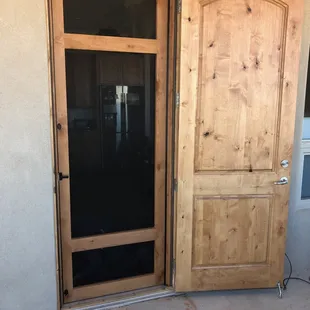 Rustic knotty Alder screen door.