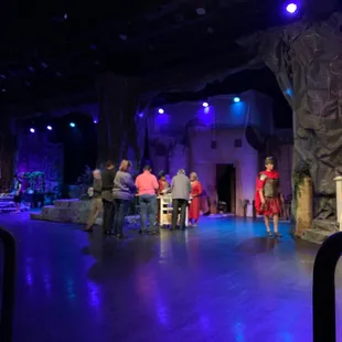 a stage with people dressed in costumes