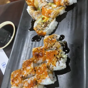 Crunch shrimp roll and the spider roll