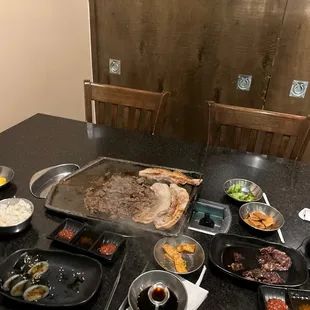 a table full of food