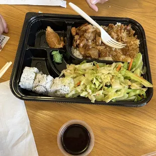 a tray of food on a table