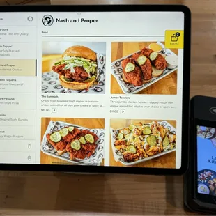 Menu pad to order from