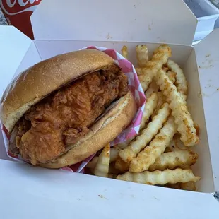 The Sammich at a MILD heat with a side of fries (minus the slaw, sauce &amp; pickles)