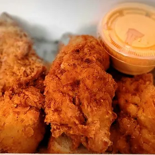 Tenders (naked) with side of Fuego sauce