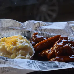 a basket of food on a table
