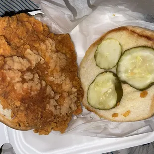 Chicken sandwich inside