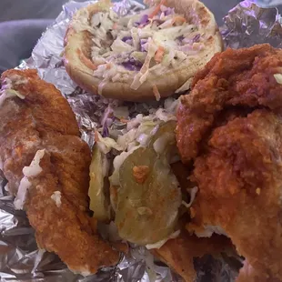 A poor example of a Nashville Hot Chicken Sandwich Combo