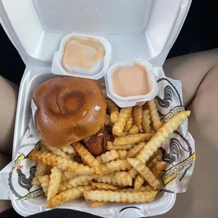 Combo 1, medium spice, seasoned fries. My go to!!