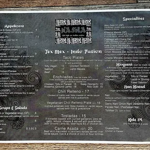 Menu (side one)