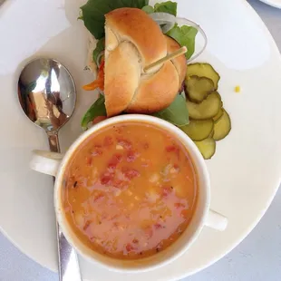 Minestrone soup du jour and half sandwich combo