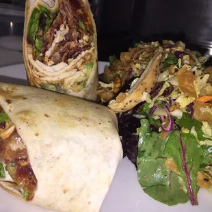 Turkey BLT wrap (custom) with a half order of the Chinese Chicken Salad