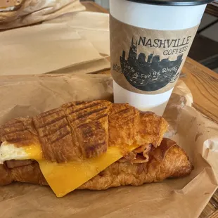 Great bacon, egg and cheese croissant!