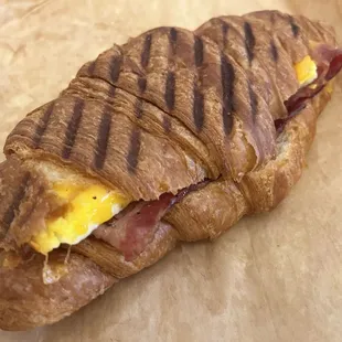 a bacon, egg, and cheese sandwich