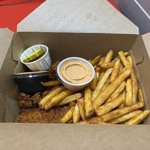 Chicken strips with fries