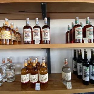 bottles of alcohol on shelves