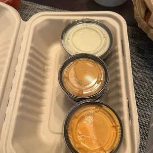 bleu cheese, bang bang and nash d sauces