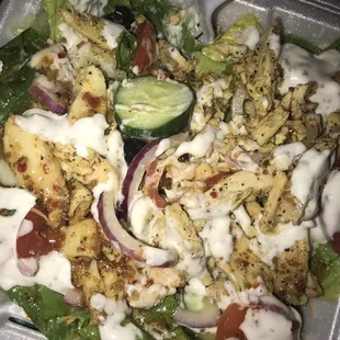 House salad with grilled chicken.