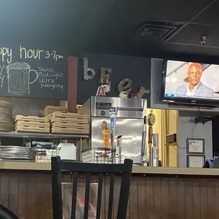 a television in a restaurant