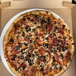a pizza in a pizza box