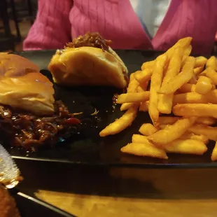 Barbeque pulled pork and fries