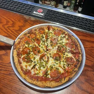 Pizza with jalepenos &amp; pepperoni