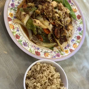 Hot Pepper Chicken with fried rice