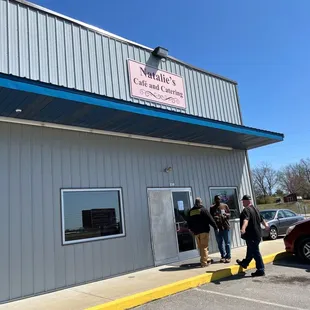 people standing outside