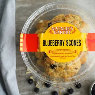 Introducing Blueberry Scones! Natalie's Bakery is thrilled to bring you our scrumptious Blueberry Scones! Perfectly baked to perfection.