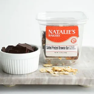 Natalie's Bakery is excited to present our creation: Salted Pretzel Brownies.
 fudgy goodness
