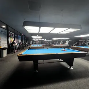 Pool tables.