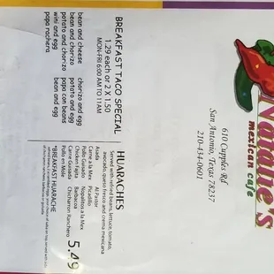 the menu